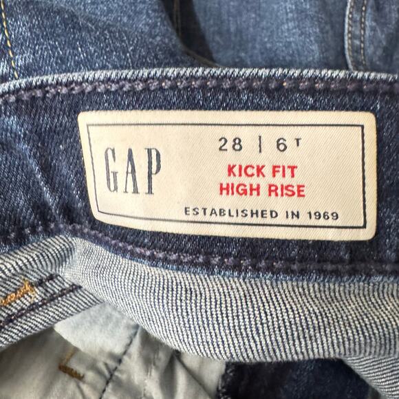 Gap High Rise Kick Flare Jeans Tall Dark Washed Size 6 - Picture 7 of 9